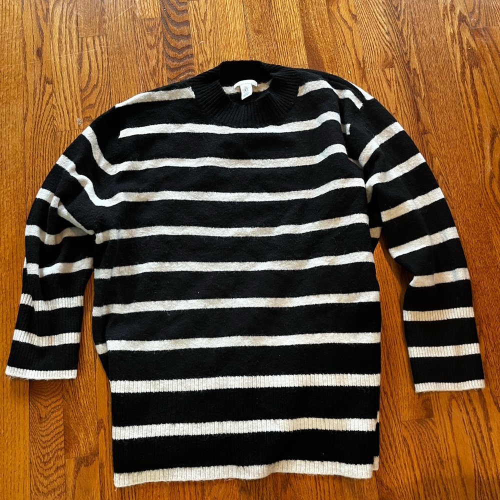 H&M Black and White Striped Sweater